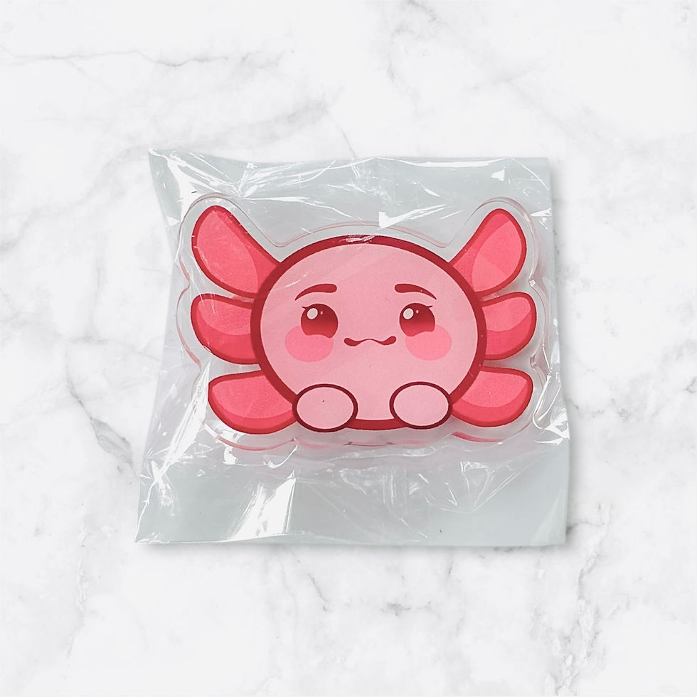 Thumbnail: Kawaii Axolotls  (green, blue, purple, and pink) hair clips