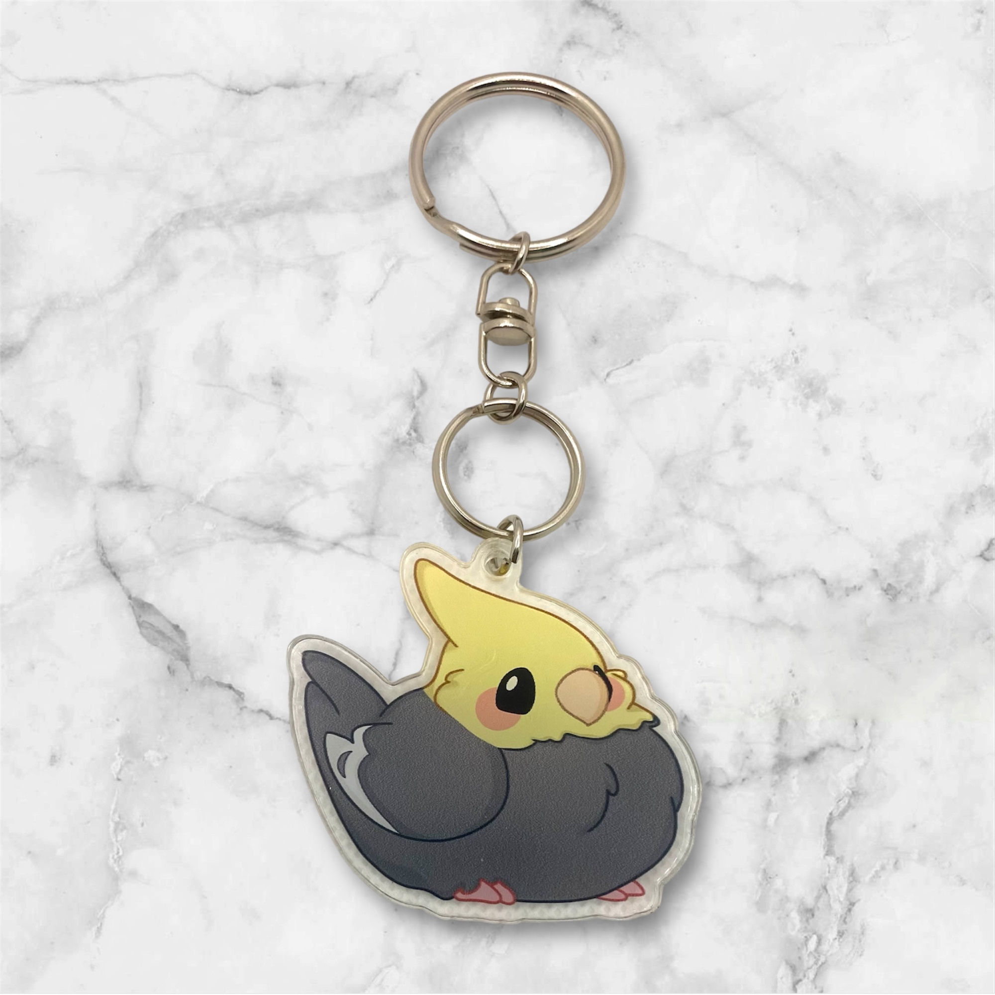 Kawaii blushing bird acrylic keychain