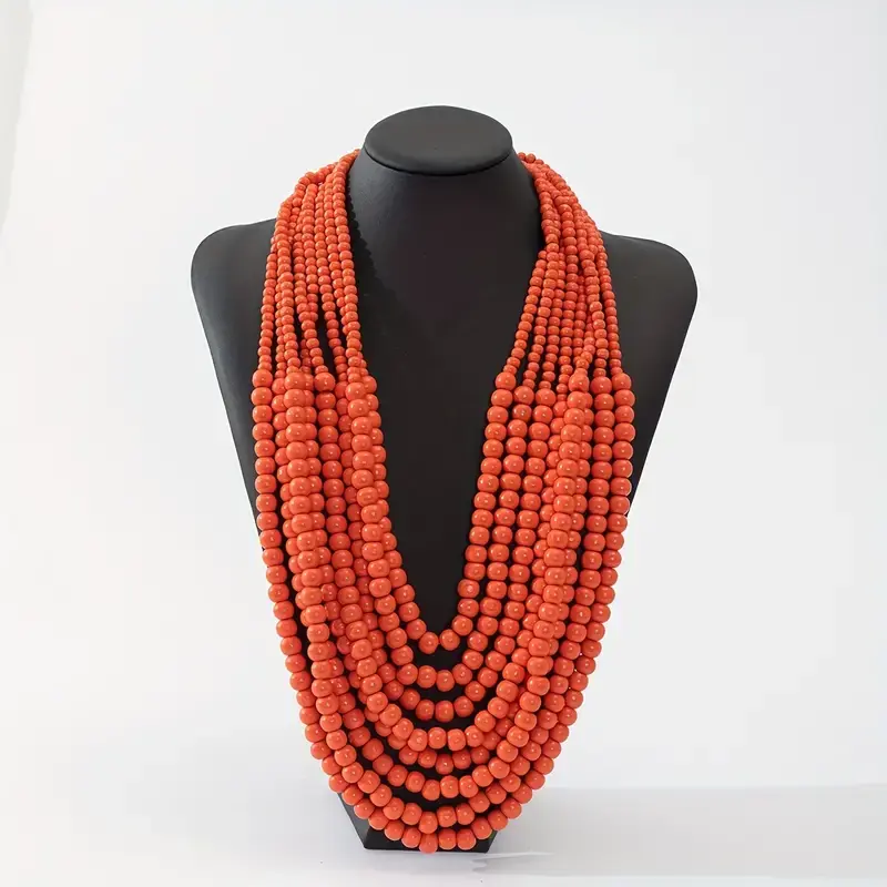 Luxury African Style Bohemian Long Multilayer Handmade Chunky Wooden Beads Retro