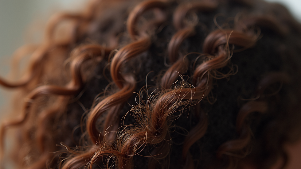 Close-up view of natural curly hair strands