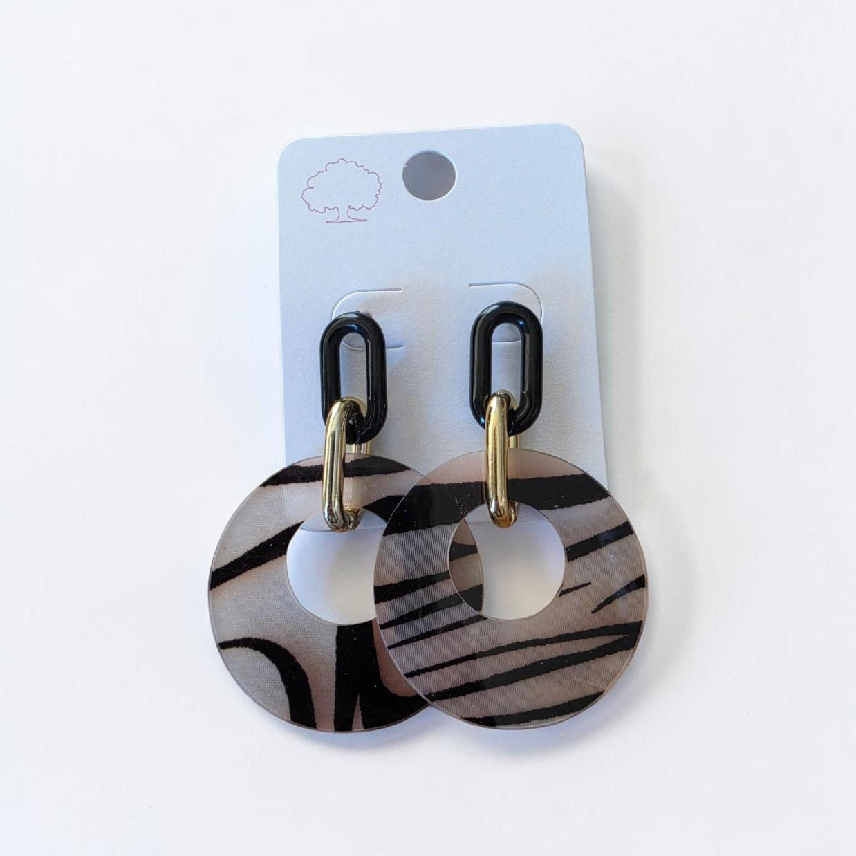 Zebra Print Acrylic Earrings