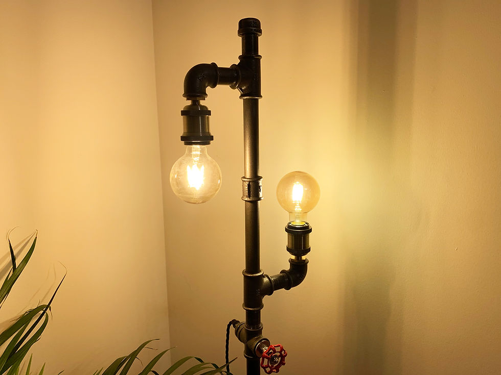 Thumbnail: Industrial Floor Lamp, Hand Made, Unique Steampunk, Retro, Dual Edison Bulb