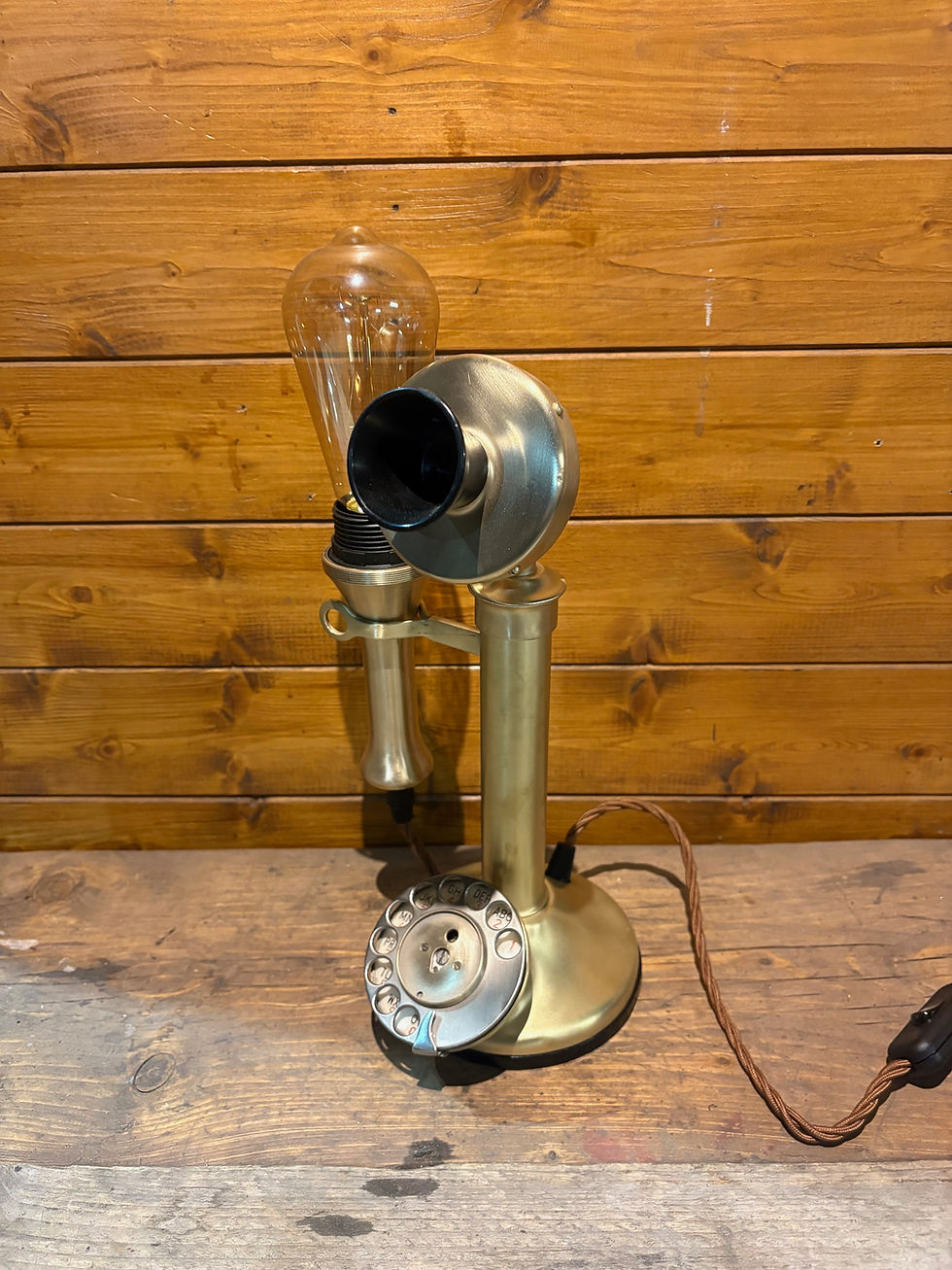 Thumbnail: Unique Vintage Telephone Table Lamp, Retro Edison, Man-cave Desk Lamp
