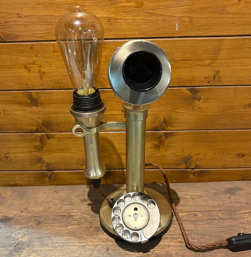 Thumbnail: Unique Vintage Telephone Table Lamp, Retro Edison, Man-cave Desk Lamp