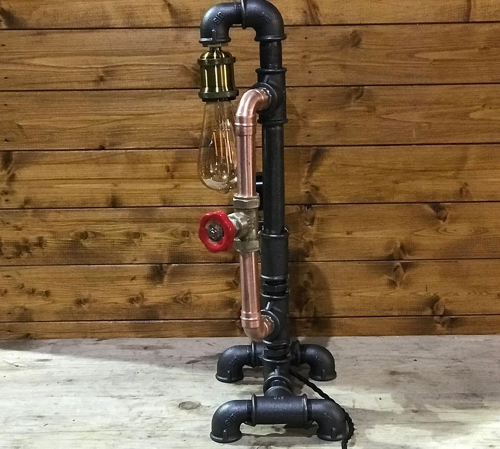 Thumbnail: Industrial Table Lamp, Steampunk, Retro, Edison Bulb, Steel, Copper