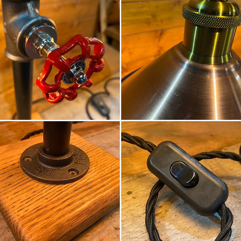 Thumbnail: Stylish Industrial Table Lamp, Upcycled Steampunk, Retro, Dual Edison LED Bulbs