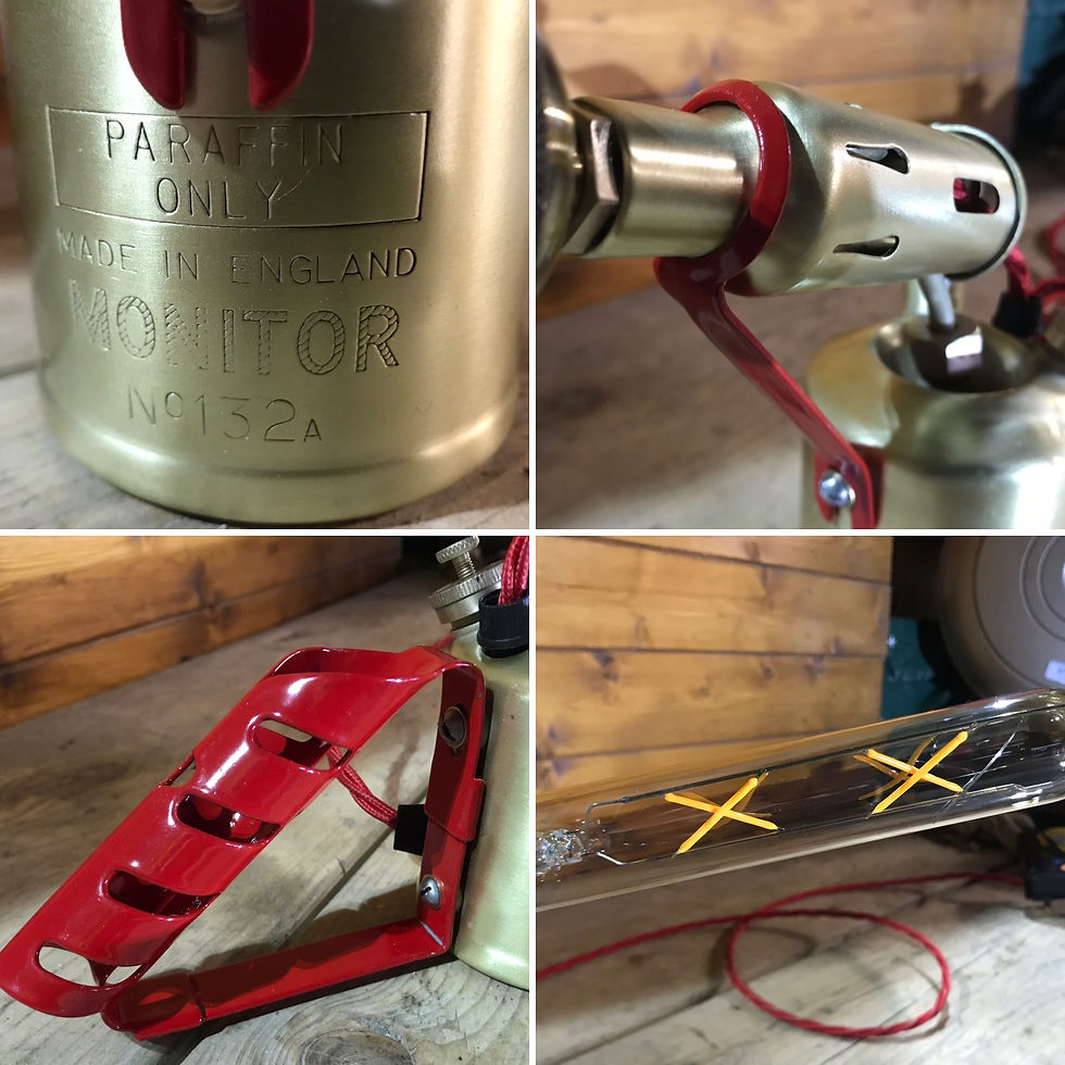 Thumbnail: Industrial 1940's Vintage Monitor Blow Gun Table Lamp Great condition, Steampunk