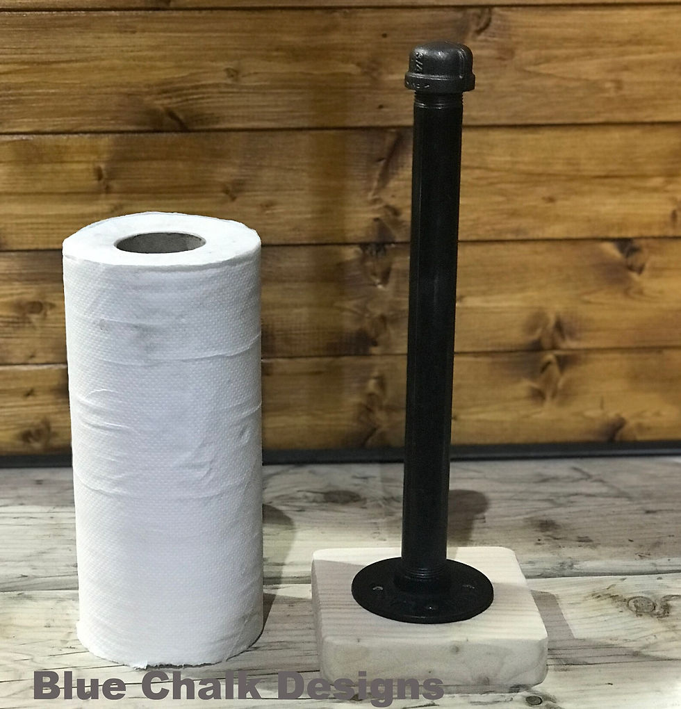 Thumbnail: Industrial Kitchen Roll Holder With Reclaimed Wooden Base, Steampunk, Rustic,