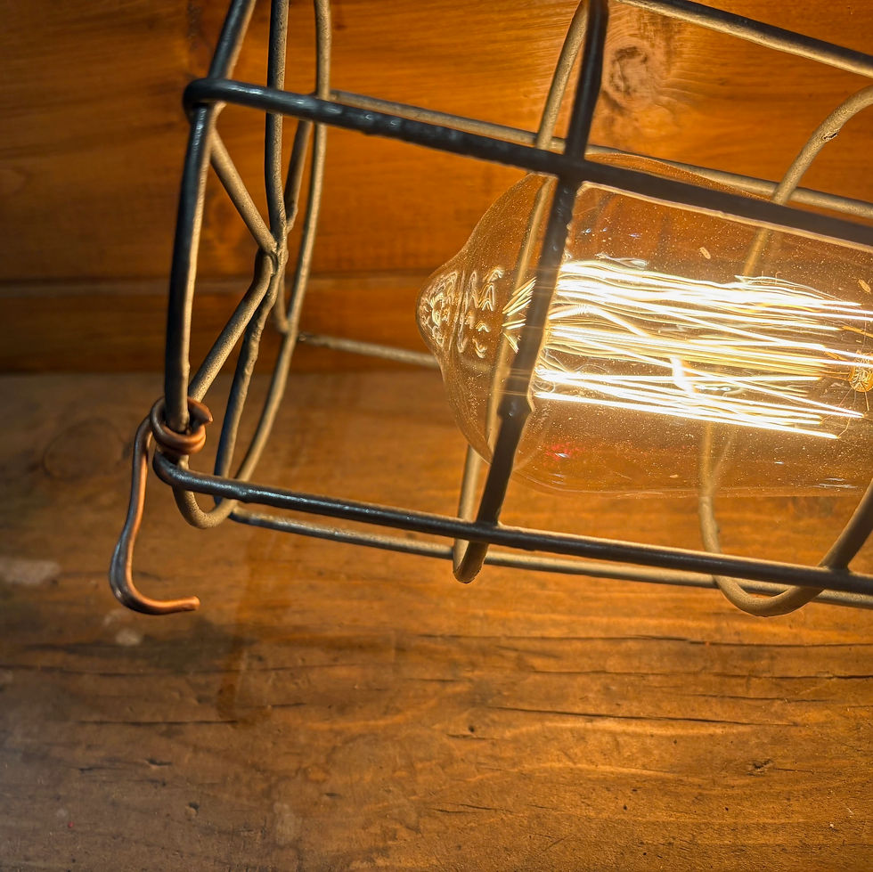 Thumbnail: Rare Early 20th Century Vintage Wooden Handled Inspection Lamp, Industrial