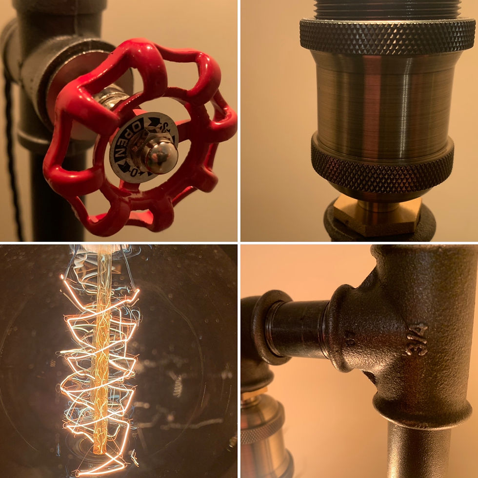 Thumbnail: Industrial Floor Lamp, Hand Made, Unique Steampunk, Retro, Dual Edison Bulb