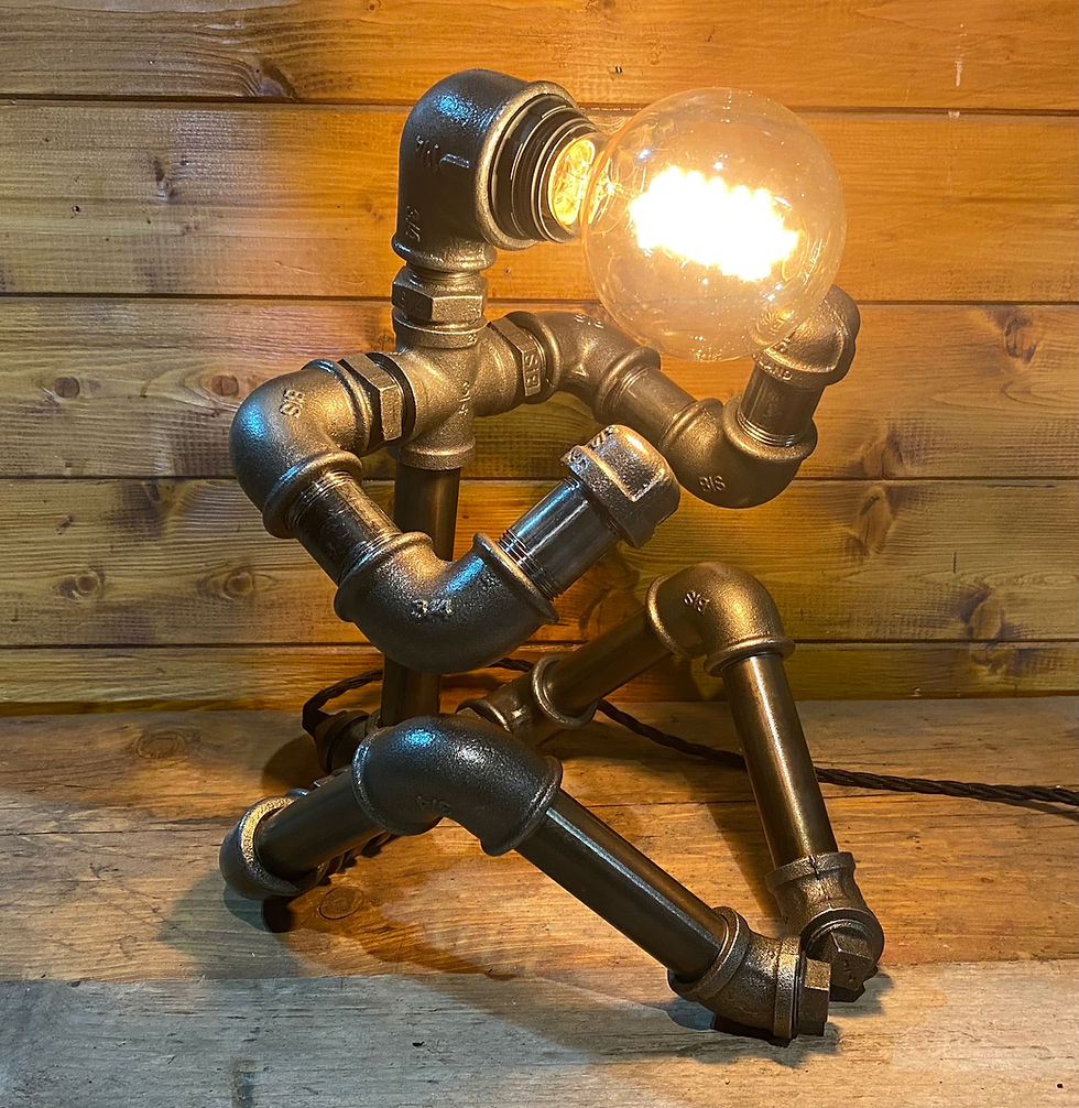 Thumbnail: "Put Em Up" - Unique Robot Table Lamp - Steampunk, Retro, Art, Edison,
