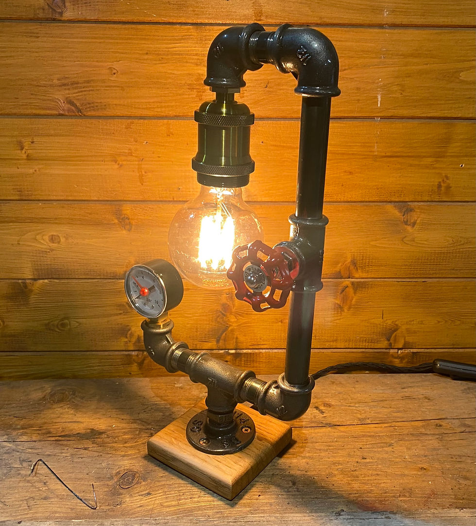 Thumbnail: Unique Table Lamp Handmade, Edison Bulb, Bedside Light Industrial Design