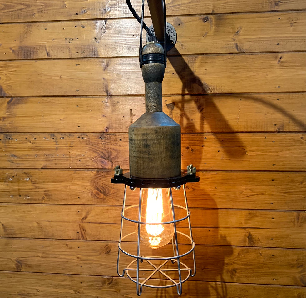 Early 20th Century Vintage Wooden Handled Inspection Lamp