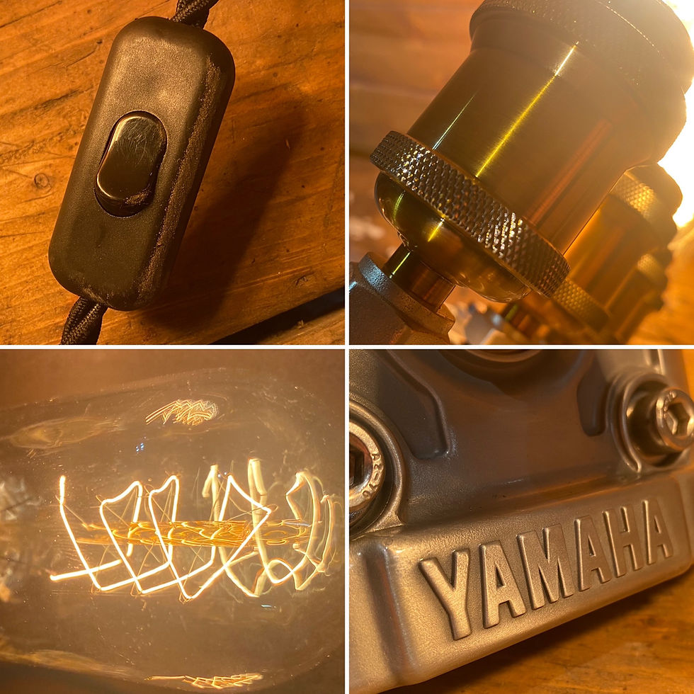 Thumbnail: Unique Yamaha R6 Motorbike Rocker Cover Lamp. Quad Bulb Table Lamp, Cafe Racer