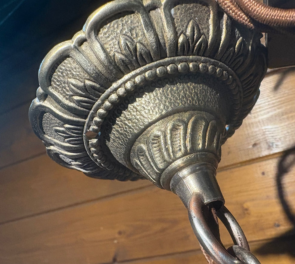 Thumbnail: Stunning 3 Arm Vintage Solid Brass Candle Chandelier, Ornate Bulbs Included