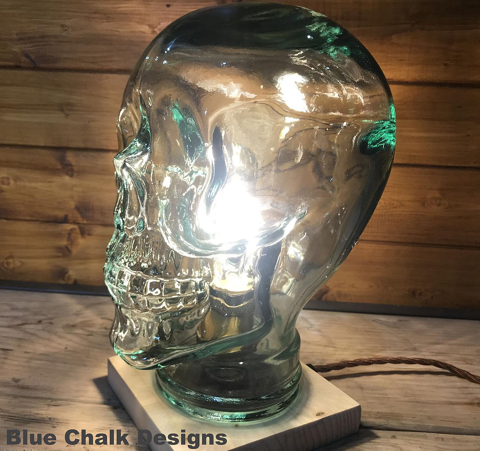 Thumbnail: Skull Table / Desk Lamp, Choice of Wood Finish, Edison, Retro, Steampunk