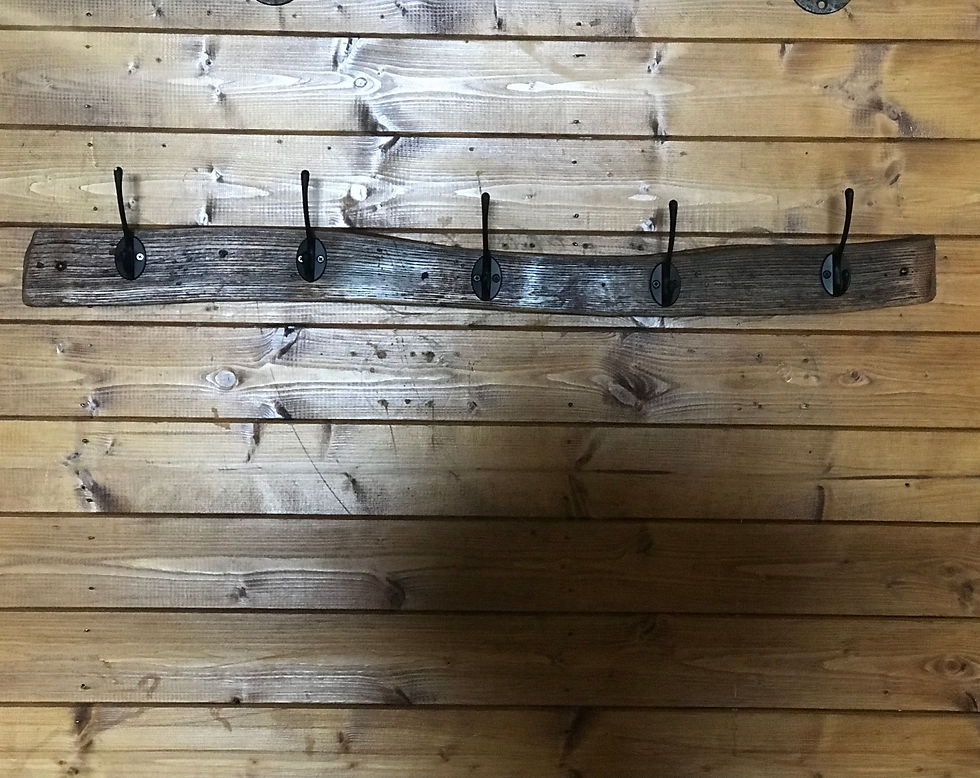 Thumbnail: Live Edge Rustic Barn Wood Coat Hook, Industrial Steel and Wood Retro, Upcycled