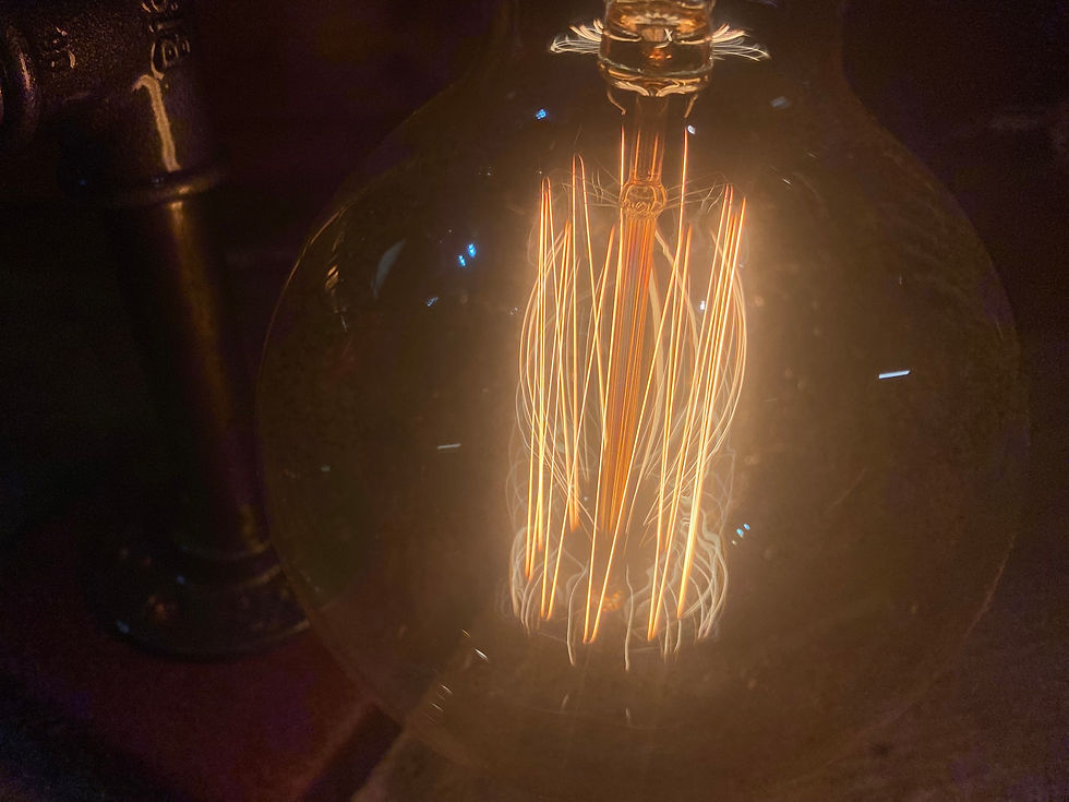 Thumbnail: Industrial Lamp, Upcycled Steampunk, Retro, Hardwood Base, with Bulb and Switch