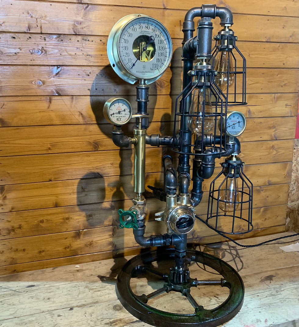 Thumbnail: Stunning Unique 3 Bulb Industrial Steampunk Lamp