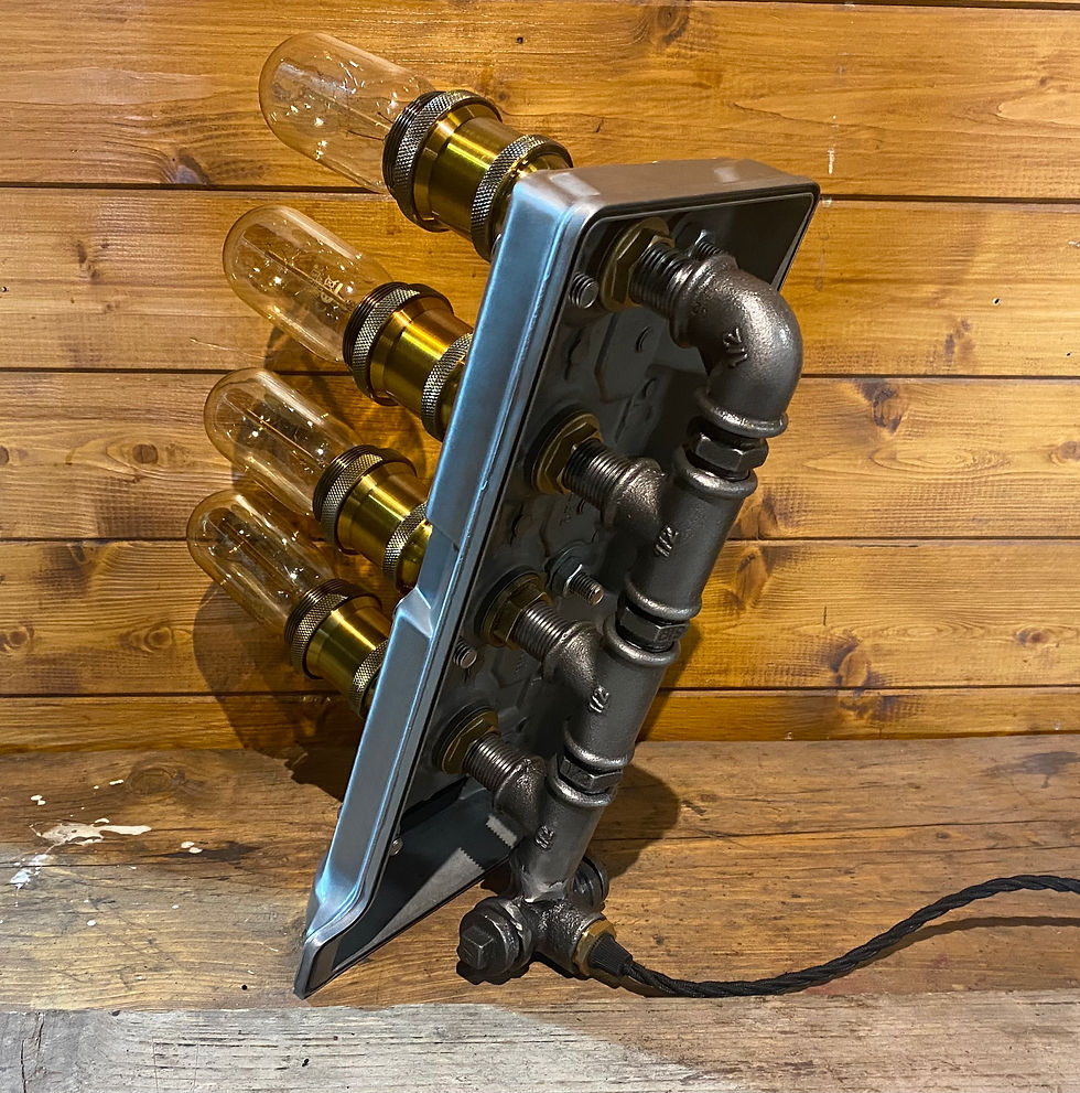 Thumbnail: Unique Yamaha R6 Motorbike Rocker Cover Lamp. Quad Bulb Table Lamp, Cafe Racer