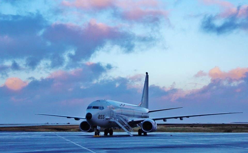 Military maritime patrol aircraft on an airfield during surveillance operations