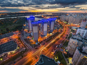 Aerial view of Kyiv's critical infrastructure, illustrating how energy, transportation, and communication networks have become strategic targets in modern Grey Zone warfare.