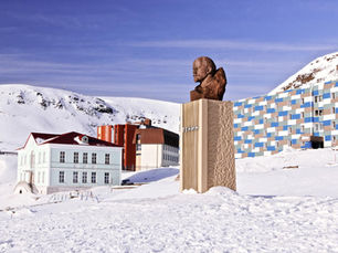 Lenin statue in Barentsburg representing the long-term Russian presence in the Arctic Svalbard archipelago