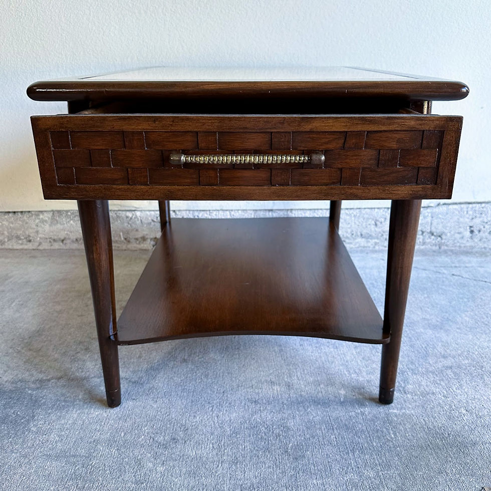 Thumbnail: Lane Perception Travertine and Walnut End Table