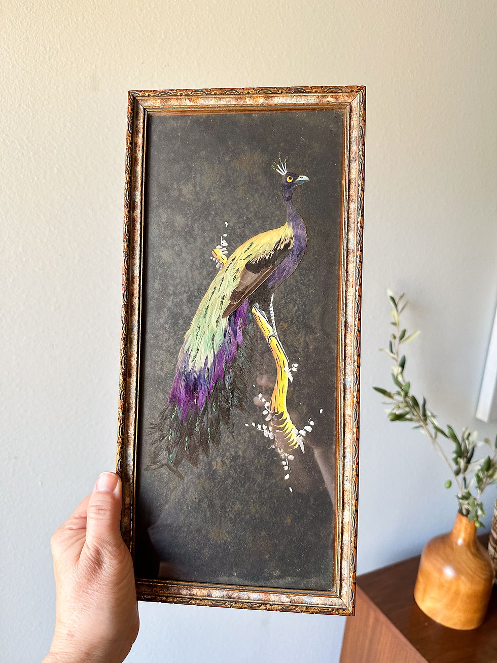 Thumbnail: Elegant Antique Feather Art Bird