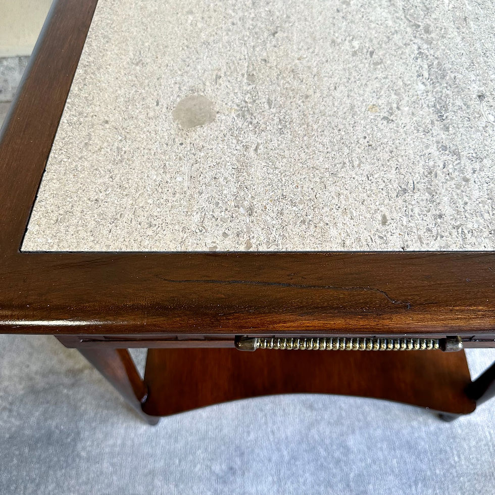 Thumbnail: Lane Perception Travertine and Walnut End Table