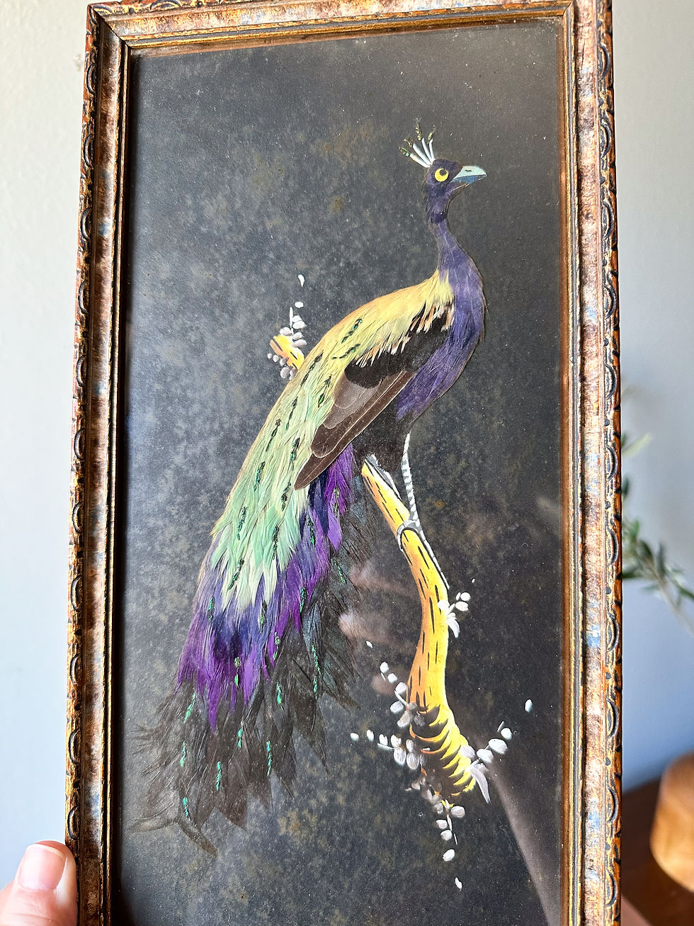 Thumbnail: Elegant Antique Feather Art Bird