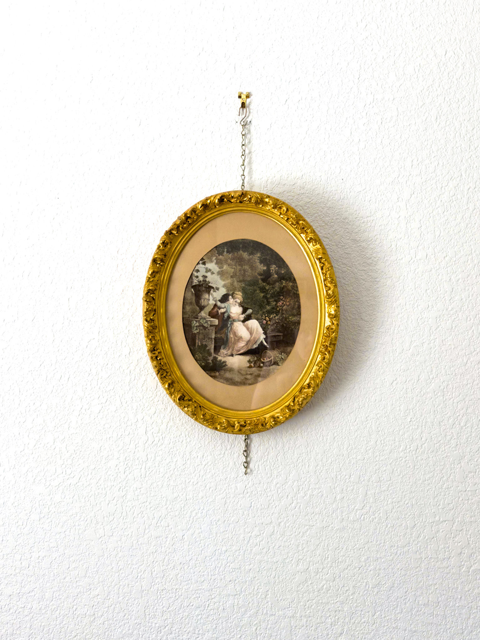 Romantic Lovers Scene Print in Gold Frame