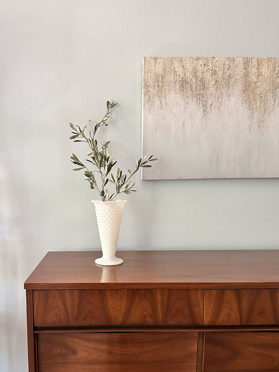 Thumbnail: Hobnail Trumpet Milk Glass Vase