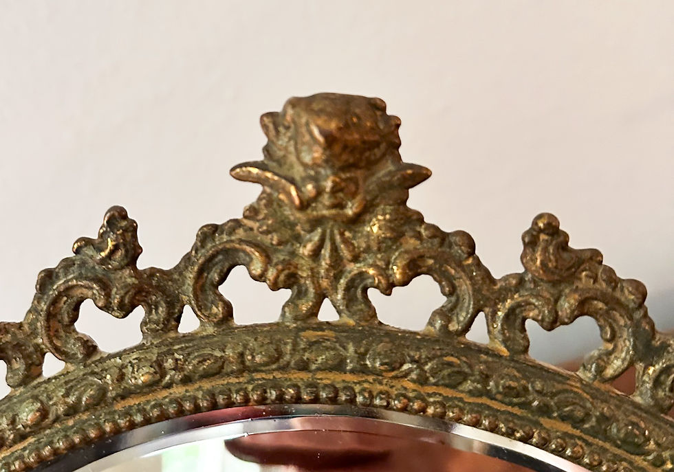 Thumbnail: Antique Cast Iron Tabletop Vanity Mirror