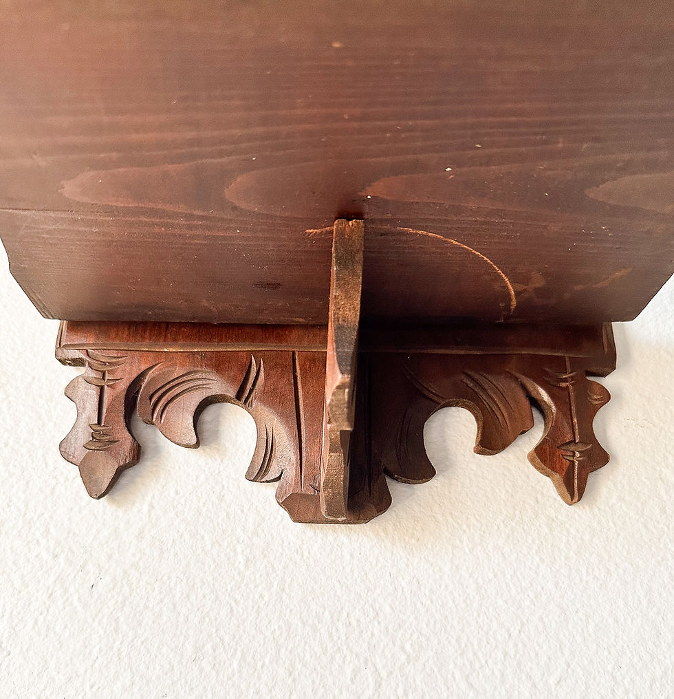 Thumbnail: Antique Eastlake Tramp Art Black Forest Eagle Folding Wall Shelf