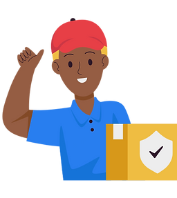 Graphic of a delivery man with a delivery box