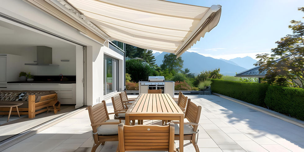 contemporary-patio-setup-with-pergola-awning-dining-table-seats-grill-concept-patio-design
