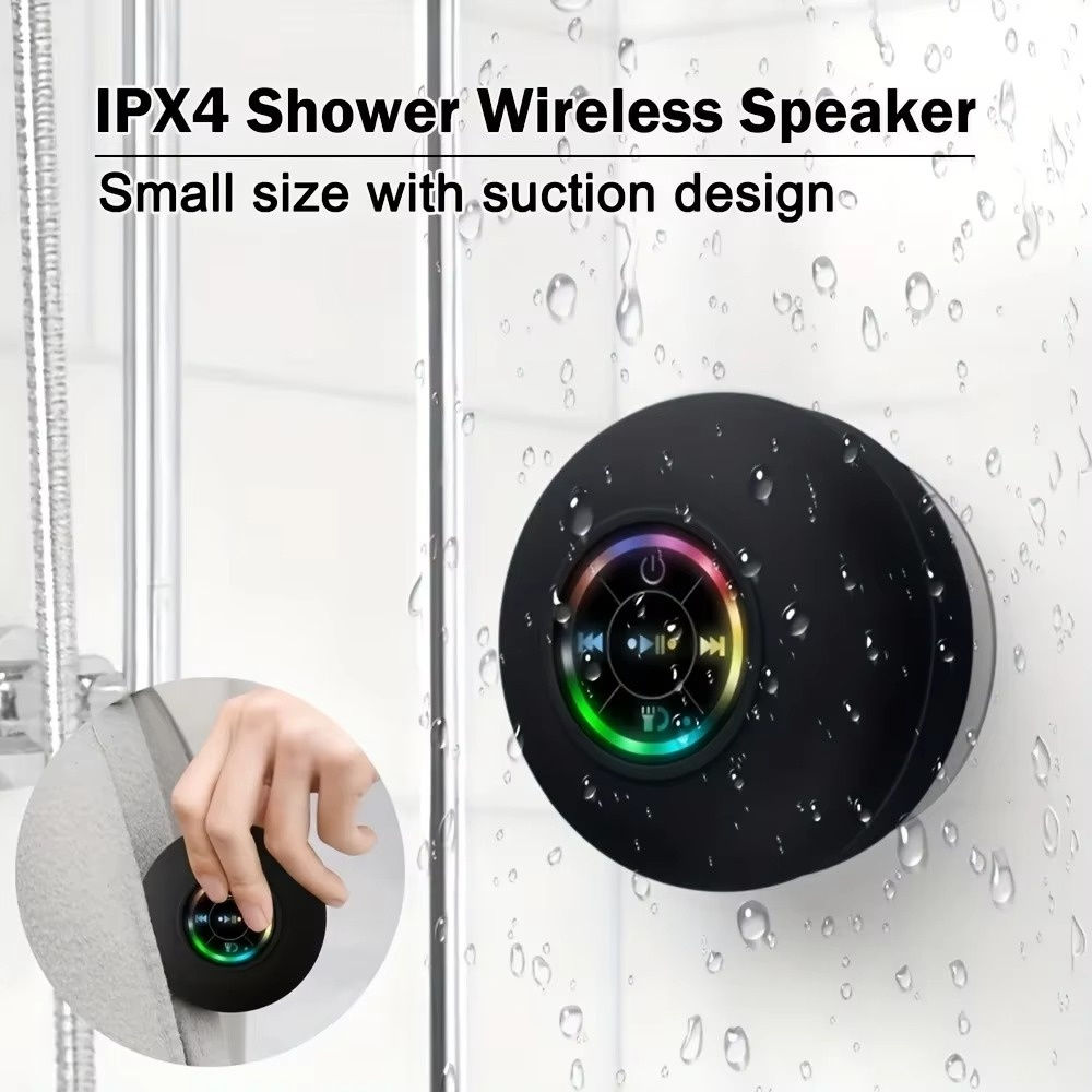 Nova Caixa de Som Bluetooth LED à Prova d'Água para Banheiro,
