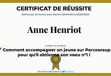 Certificat réussite formation Parcoursup