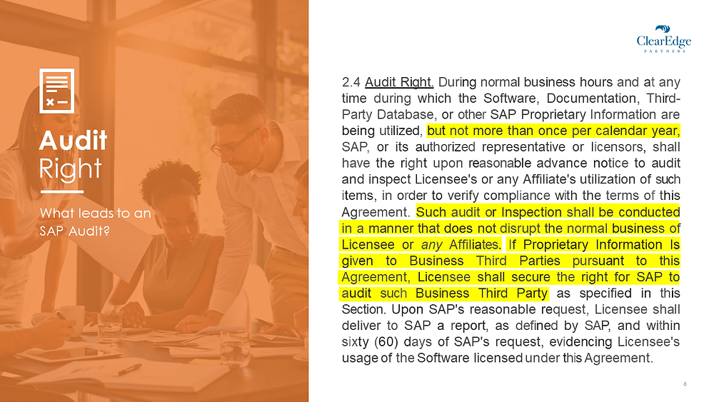 Audit right information - what a vendor can audit a customer