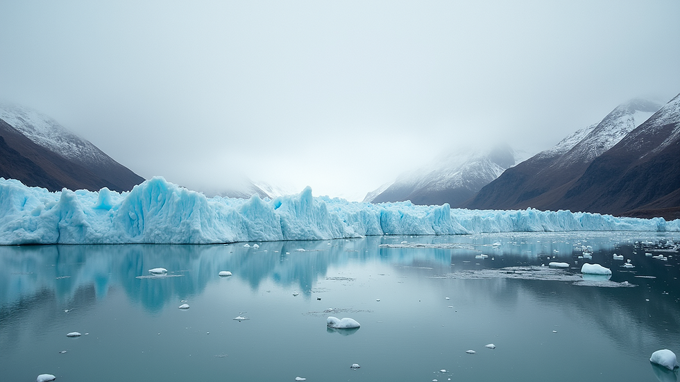 Vista aérea de un glaciar en retroceso en la Patagonia