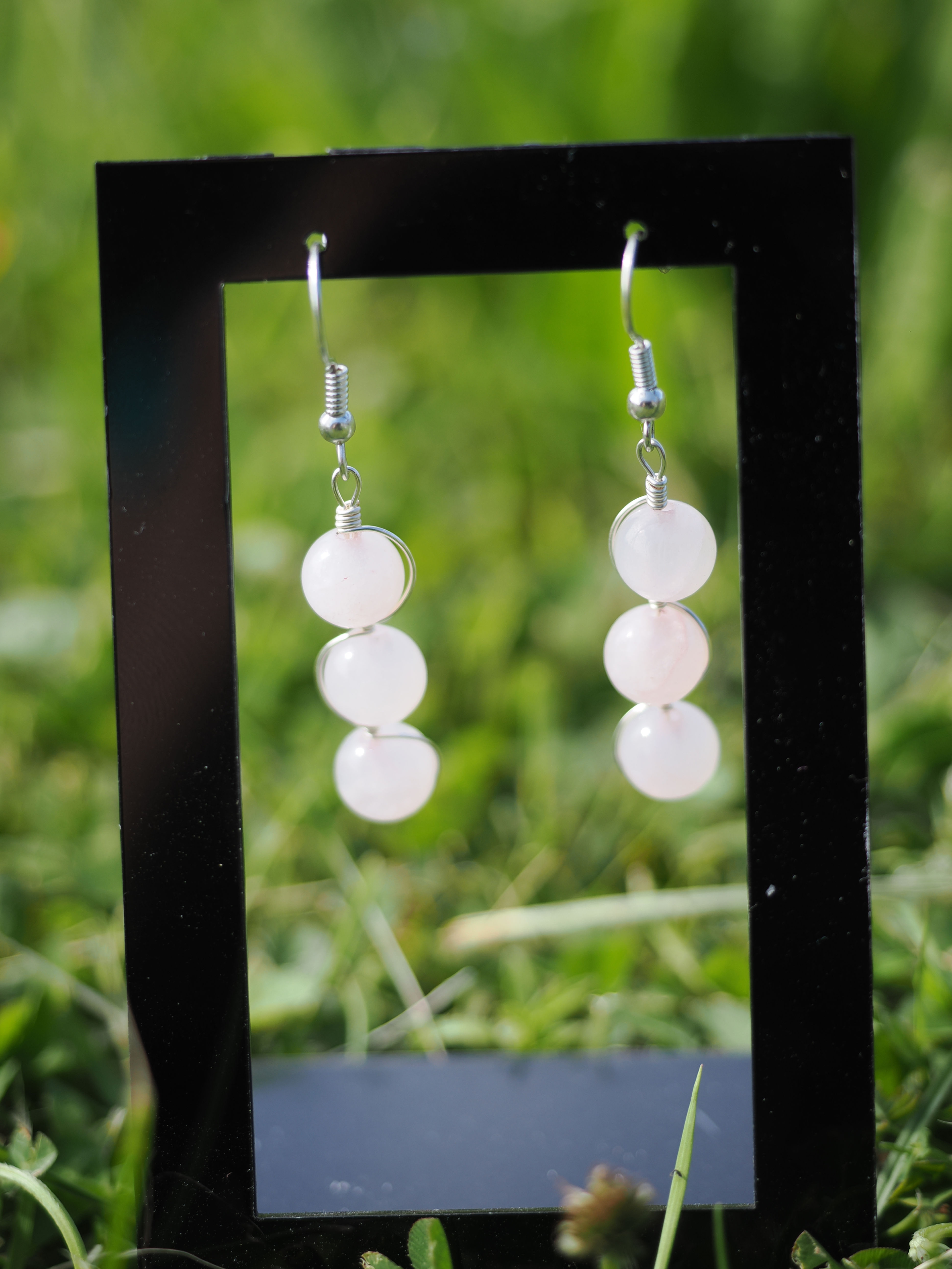 Quartz Rose 8mm Boucles D'oreilles Perles