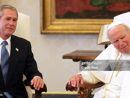 Pope John Paul II condemned George Bush for the war in Iraq