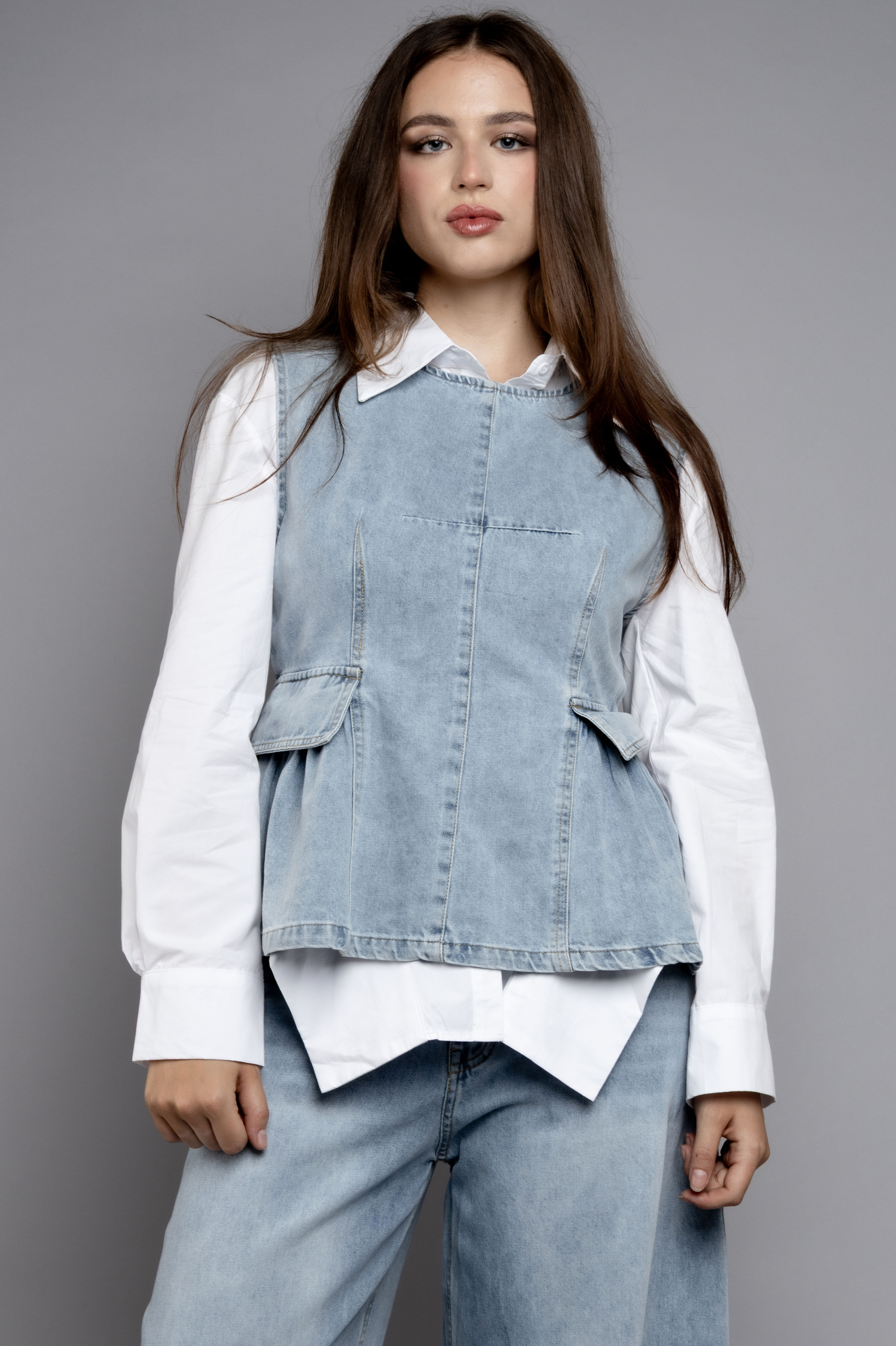 Denimová vesta Utility Light Blue