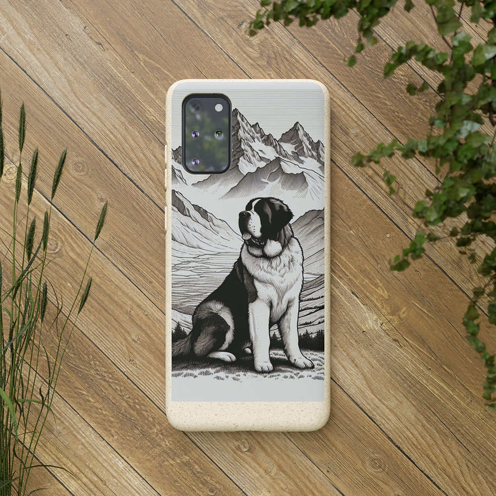 Thumbnail: Saint Bernard in the Mountains Illustration Biodegradable Cases 