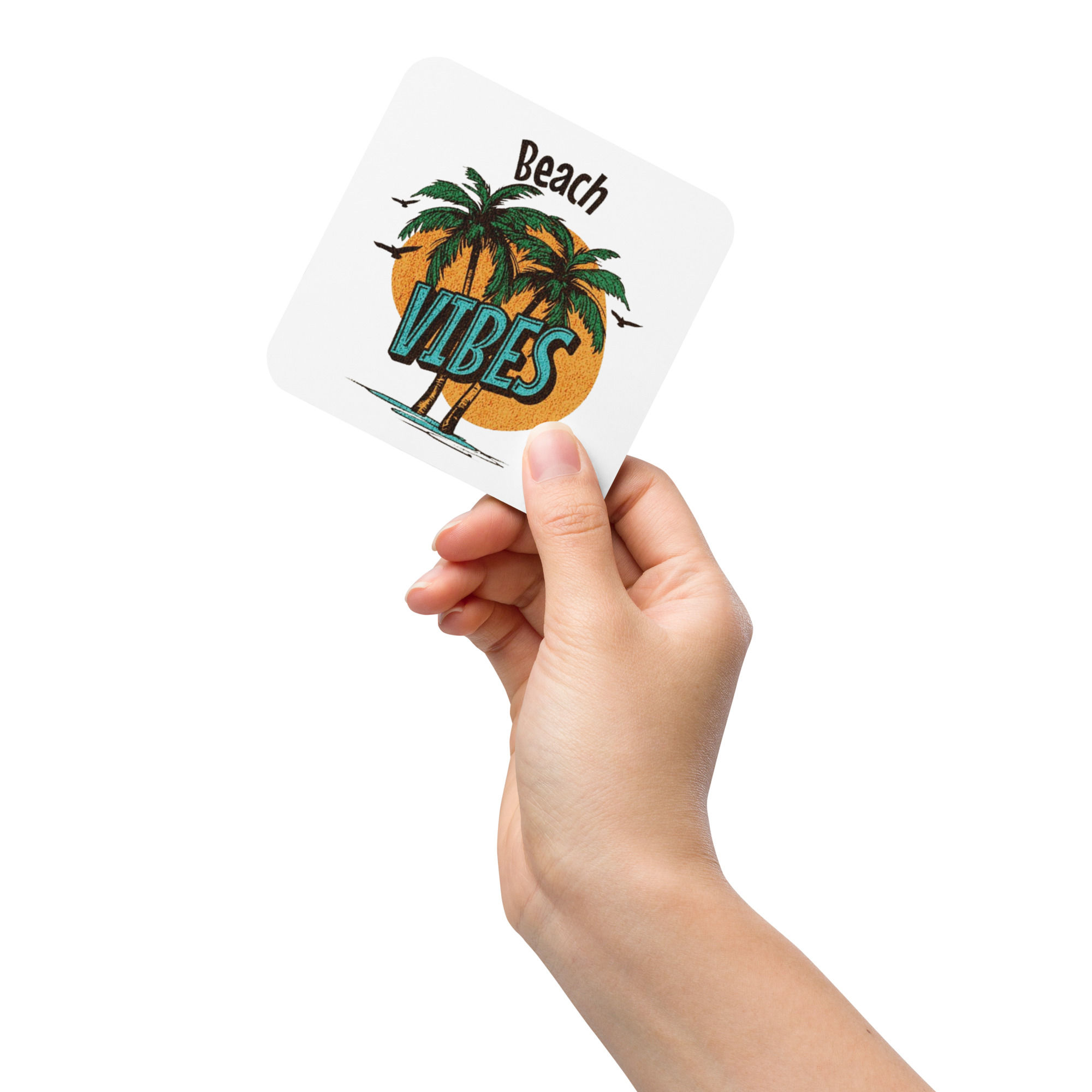 Palm Trees Beach Vibes Cork-back Coaster (One Single Pack of 4)