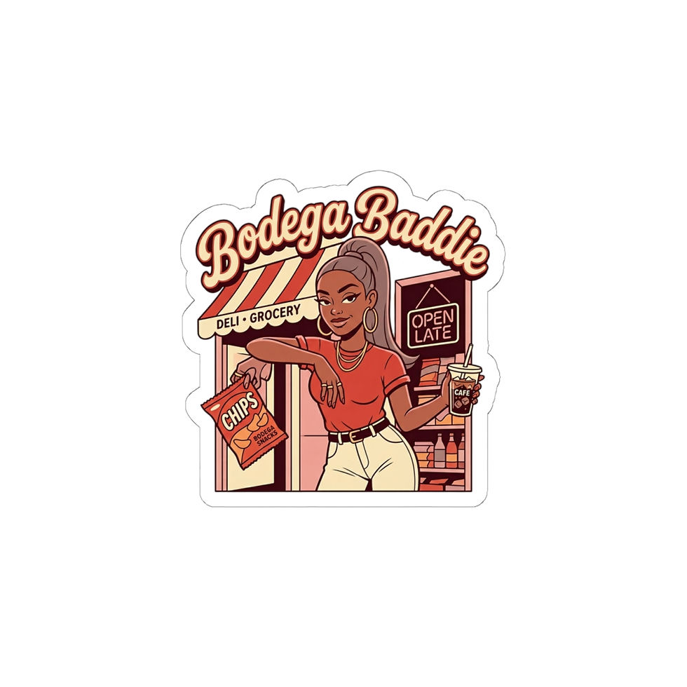 Thumbnail: Bodega Baddie Kiss-Cut Sticker | NYC, Y2K Spanglish Deli Vibe