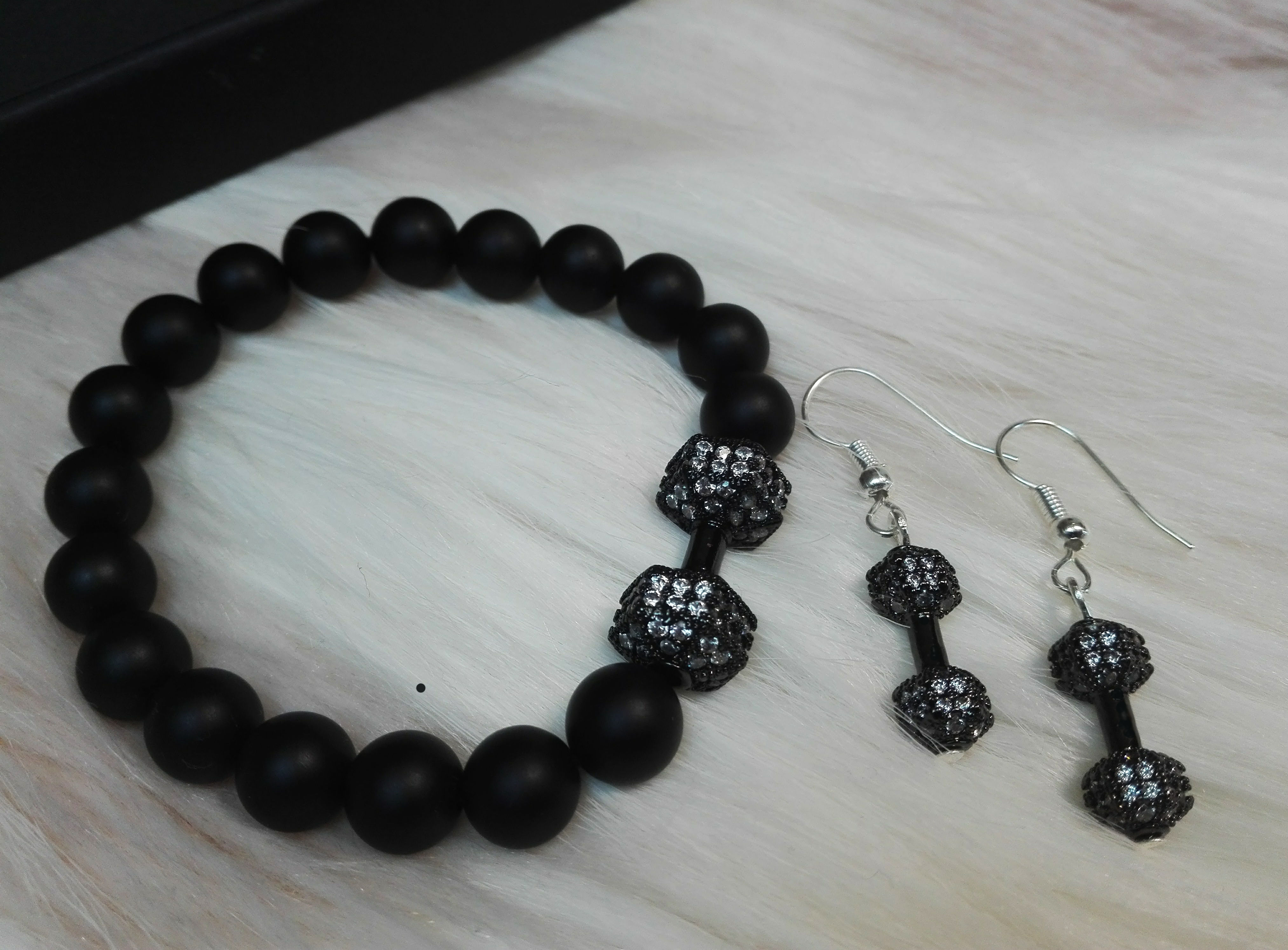 Bratara + Cercei Fitness All Black Zirconia - SE006