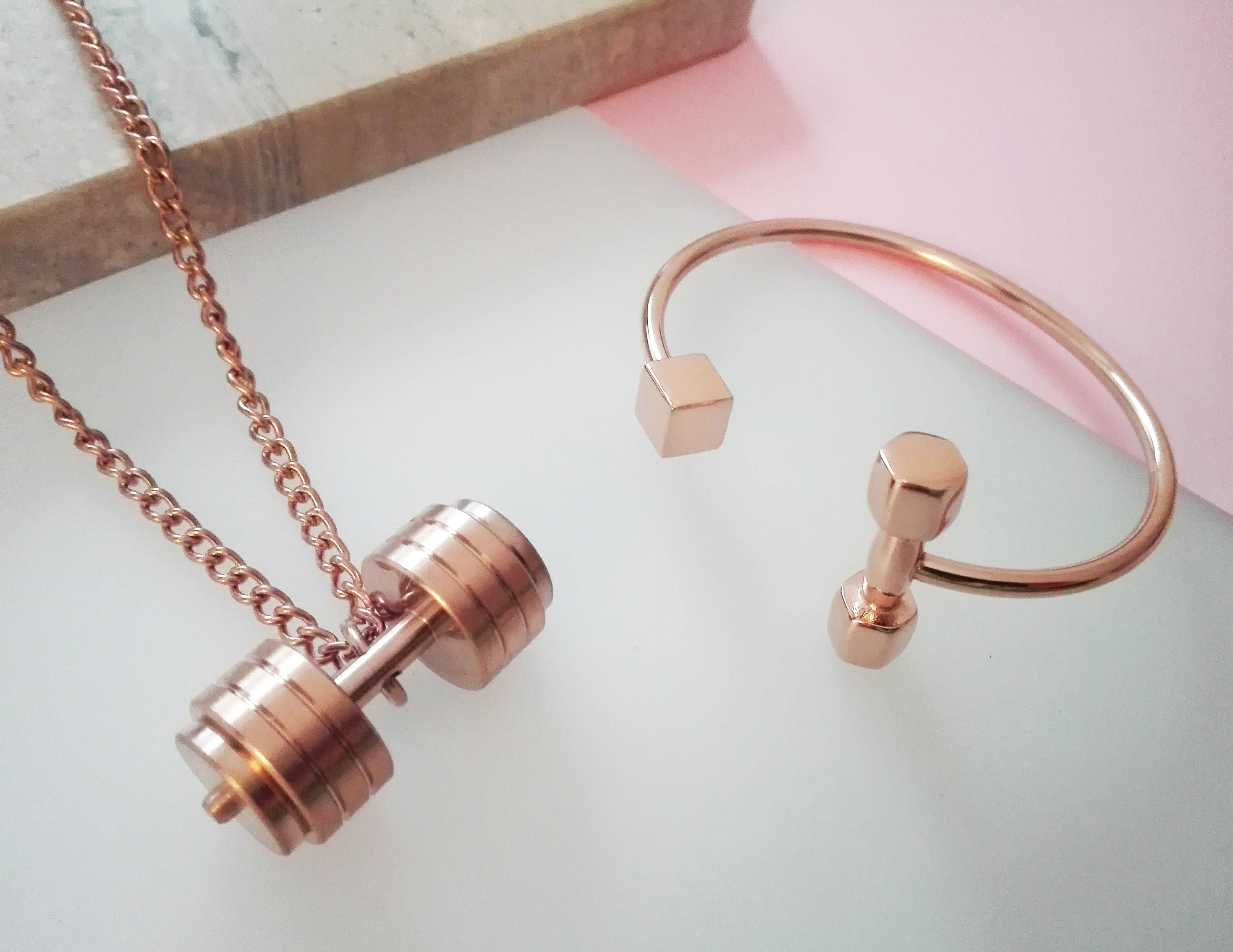 Set Bratara + Pandantiv Roz Gold - SE016