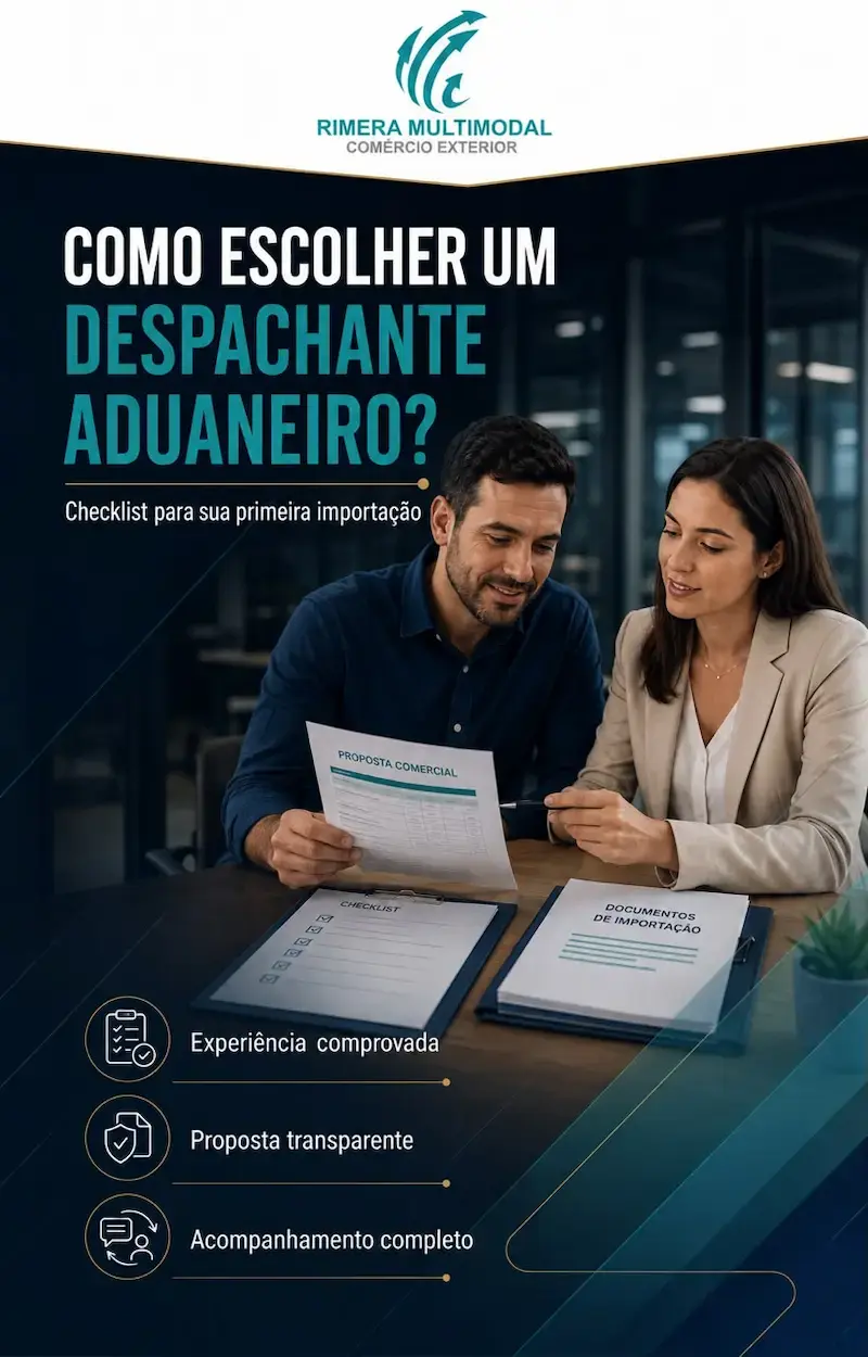 Importador e especialista analisam proposta e documentos para escolher um despachante aduaneiro para a primeira importação